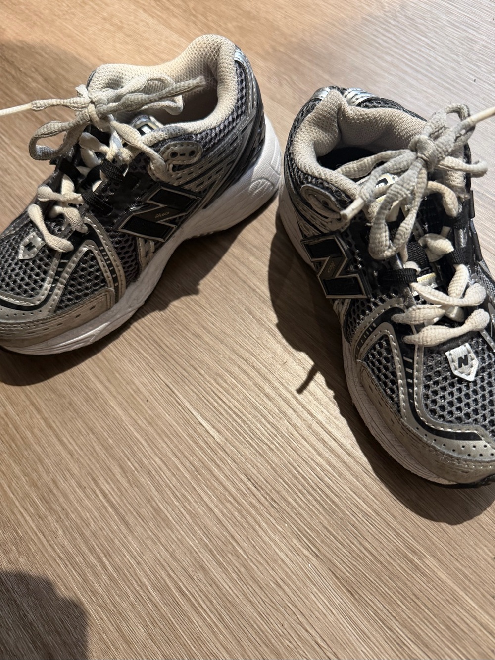 New Balance Kids Gray and White Mesh Athletic Sneakers